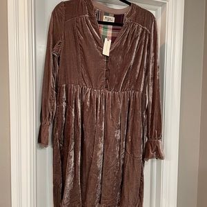 Anthropologie Shirt Dress Velvet Mauve